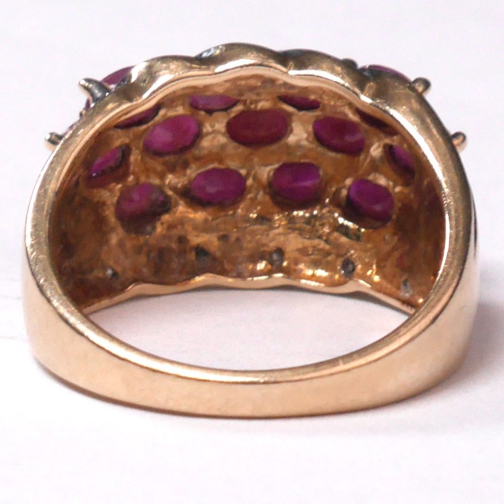 10k Ruby Diamond Cluster Ring In Solid Yellow Gold - image 4